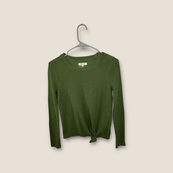 Madewell Elwood Knot Front Top Sweater in Palm Green Size XXS NWOT - Picture 1 of 4
